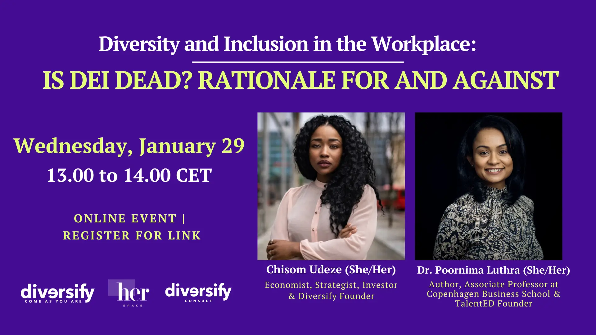 Poster for Diversity and Inclusion in the Workplace webinar for January